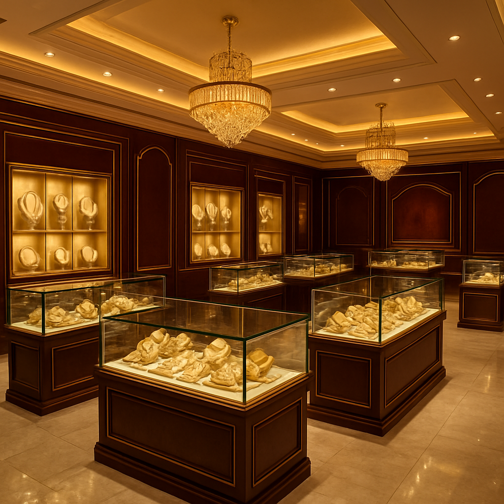 Luxurious interior of Alagappa Nagai Maaligai showroom